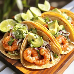 - 1 lb large shrimp, peeled and deveined - 2 tablespoons extra virgin olive oil - 1 teaspoon chili powder - 1/2 teaspoon ground cumin - 1/4 teaspoon garlic powder - Salt and pepper, to taste - 8 small corn tortillas - 1 cup finely shredded cabbage - 1 ripe avocado, thinly sliced - 1/4 cup fresh cilantro, roughly chopped - 1 lime, cut into wedges - Optional: your favorite hot sauce for serving To make the best shrimp tacos, you need fresh ingredients. Start with large shrimp. They cook quickly and taste great. I use peeled and deveined shrimp for ease. Olive oil adds flavor and helps the spices stick. The chili powder gives a nice kick. Ground cumin and garlic powder add depth. Don’t forget salt and pepper. They bring out all the flavors. For the base, I love small corn tortillas. They are soft and hold the filling well. The fresh cabbage adds crunch and texture. Sliced avocado brings creaminess to the dish. Lastly, chopped cilantro adds a fresh touch. Lime wedges give a zesty finish. You can adjust any ingredient to suit your taste. If you love heat, add more chili powder or hot sauce. If you want a milder taste, skip the hot sauce. This recipe is flexible, and you can find details in the full recipe. To make great shrimp tacos, start by marinating the shrimp. In a medium bowl, mix the shrimp with olive oil, chili powder, ground cumin, garlic powder, and salt and pepper. Use your hands or a spoon to coat the shrimp well. This step adds flavor and makes the shrimp tasty. Next, cook the shrimp to perfection. Heat a non-stick skillet over medium-high heat. When the skillet is hot, add the shrimp in a single layer. Cook them for about 2-3 minutes on each side. Watch for the shrimp to turn pink and opaque. This means they are ready to eat. Avoid overcrowding the skillet; you might need to cook in batches. Now, let's warm the corn tortillas. You can heat them in a few ways. One method is to place them in a dry skillet over low heat. Heat each side for about 30 seconds. Another way is to wrap them in a damp paper towel and microwave them for 30 seconds. Warm tortillas are key to soft and tasty tacos. Why is it important to use warm tortillas? Warm tortillas hold the ingredients better. They also taste better and add to the overall enjoyment of your meal. Now comes the fun part: assembling the tacos! Start with a warm tortilla. Place a handful of shredded cabbage in the center. This gives a nice crunch. Then, add a portion of the cooked shrimp on top of the cabbage. Next, layer on the sliced avocado. The creamy texture of avocado pairs well with the shrimp. Finally, sprinkle chopped cilantro for a fresh touch. For a vibrant presentation, arrange the tacos on a colorful platter. Serve with lime wedges and a small bowl of hot sauce. These extra toppings make the tacos even more fun to eat. Enjoy your fiesta with these easy shrimp tacos! For a detailed list of ingredients and instructions, check the Full Recipe. To cook shrimp just right, focus on timing. Shrimp cooks quickly, so stay close. Aim for about 2-3 minutes on each side until they turn pink. Overcooking makes them tough. If you see a curl, they're done. Want to change the flavor? Adjust your spices! Add more chili powder for heat or some lemon zest for brightness. Find what you love. Taste as you go! Warming tortillas is key for soft, tasty tacos. You can heat them in a dry pan over low heat. Flip them after 30 seconds. This makes them pliable and ready to hold all those yummy ingredients. If you want a quick way, wrap tortillas in a damp paper towel and microwave for 30 seconds. This keeps them soft. Not a fan of corn? Try flour tortillas or even lettuce wraps for a low-carb option! Now for the fun part: toppings! I love adding fresh cilantro and creamy avocado. They bring flavors that pop. Lime juice adds a zesty kick. Want a twist? Try mango salsa or pickled onions for more excitement. Pair your shrimp tacos with a fresh salad or some rice. This makes a complete meal. Don't forget your favorite hot sauce for that extra zing! For the full recipe, check out the Full Recipe section. Enjoy your cooking journey! {{image_4}} You can swap shrimp for chicken or tofu. Both options work well in this recipe. For chicken, use boneless, skinless breasts or thighs. Cut them into small pieces and follow the same steps as with shrimp. For tofu, use firm or extra-firm tofu. Press it to remove excess water, then cube it and season. - Chicken seasoning: Use the same chili powder, cumin, and garlic powder mix. Adjust the salt to taste. - Tofu seasoning: Try adding soy sauce or sesame oil for an Asian twist. Toppings make your tacos pop with flavor. Try unique toppings like mango salsa. The sweetness of mango pairs well with the spicy shrimp. You can make mango salsa by mixing diced mango, red onion, cilantro, lime juice, and a pinch of salt. Complement your tacos with side dishes. Consider serving: - Black beans - Mexican rice - Grilled corn These sides add color and flavor to your meal. You can easily make this recipe gluten-free or vegan. For gluten-free tacos, use corn tortillas. They are already gluten-free and work well with any filling. For a vegan option, replace shrimp with tofu, as mentioned earlier. If you want low-carb choices, try lettuce wraps instead of tortillas. Use large lettuce leaves to wrap your shrimp and toppings. This makes a fresh and crunchy alternative. For the full recipe, check out the Full Recipe section. To keep shrimp tacos fresh, store them in an airtight container. Avoid stacking the tacos on top of each other. This way, the toppings won’t get squished. Place any leftover shrimp, tortillas, and toppings in separate containers. You can keep them in the fridge for up to two days. After that, the shrimp may lose its taste and texture. Yes, you can freeze cooked shrimp. First, let them cool completely. Then, place them in a freezer-safe bag. Squeeze out the air before sealing. For tortillas, wrap them in foil or plastic wrap. Store toppings like cabbage and avocado in separate bags. You can freeze shrimp and tortillas for up to three months for best quality. To reheat shrimp, the best way is to use a skillet. Heat on medium and add a splash of water. This keeps the shrimp from drying out. Stir gently until heated. For tortillas, wrap them in a damp paper towel and microwave for 20-30 seconds. This method ensures your tortillas stay soft and warm, perfect for your next taco night! For more details, check the Full Recipe for Easy Shrimp Tacos. To make shrimp tacos from scratch, follow these steps: 1. Prepare the shrimp: Mix peeled and deveined shrimp with olive oil, chili powder, cumin, garlic powder, salt, and pepper. 2. Cook the shrimp: Sauté the seasoned shrimp in a hot skillet for 2-3 minutes per side until pink and opaque. 3. Warm the tortillas: Heat corn tortillas in a dry skillet or microwave until soft. 4. Assemble the tacos: Place shrimp on warm tortillas, add cabbage, avocado, and cilantro. These steps give you tasty shrimp tacos at home. The best seasonings for shrimp tacos include: - Chili powder: This adds heat and flavor. - Cumin: It provides a warm, earthy taste. - Garlic powder: This adds depth. - Salt and pepper: Simple but essential for taste. Mix these spices with olive oil to coat the shrimp for great flavor. Yes, you can meal prep shrimp tacos by: - Cooking shrimp in advance: Store them in the fridge for up to 2 days. - Preparing toppings: Chop cabbage, slice avocado, and keep them ready. - Warming tortillas: Heat tortillas just before serving for the best taste. This way, you save time on busy days. Shrimp tacos are quite healthy due to: - Shrimp: Low in calories, high in protein, and rich in omega-3 fatty acids. - Veggies: Cabbage and avocado offer fiber, vitamins, and healthy fats. These tacos provide a balanced meal that’s both tasty and nutritious. For the full recipe, check the main section. In this blog post, we explored easy shrimp tacos. We covered the key ingredients, detailed cooking instructions, and tips for perfecting the dish. You learned how to store leftovers and adapt the recipe to fit diets. Shrimp tacos are simple, fun, and packed with flavor. With a few tweaks, you can create your own twist. Enjoy your cooking and savor each bite!