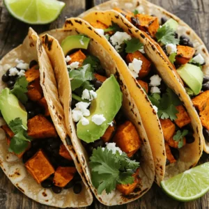 To make sweet potato black bean tacos, you'll need fresh and tasty ingredients. Here’s what you should gather: - 2 medium sweet potatoes, peeled and diced into 1/2-inch cubes - 1 can (15 oz) black beans, thoroughly drained and rinsed - 1 tablespoon extra virgin olive oil - 1 teaspoon ground cumin - 1 teaspoon smoked paprika - 1/2 teaspoon chili powder - Salt and black pepper to taste - 8 small corn tortillas - 1 ripe avocado, sliced into thin rounds - 1/4 cup fresh cilantro, finely chopped - 1 lime, cut into wedges for serving - Optional: 1/2 cup feta cheese, crumbled for topping These ingredients work together to create a dish that is both flavorful and healthy. The sweet potatoes add a natural sweetness. Black beans provide protein and fiber, making these tacos hearty. The spices give a pleasant warmth and depth to the dish. You can choose to add feta cheese for a salty kick, but it’s not required. Each bite will be packed with nutrients, making it a great meal any day of the week. For the full recipe, check out the details above. Happy cooking! First, preheat your oven to 425°F (220°C). This step is key for roasting. While the oven heats, take two medium sweet potatoes. Peel and dice them into half-inch cubes. Place these cubes in a large bowl. Add one tablespoon of extra virgin olive oil, one teaspoon of ground cumin, one teaspoon of smoked paprika, and half a teaspoon of chili powder. Don’t forget salt and black pepper to taste. Mix all these ingredients well to coat the sweet potatoes evenly. Next, transfer the seasoned sweet potatoes to a baking sheet lined with parchment paper. Spread them out in a single layer. Now, roast the sweet potatoes in the oven for 25 to 30 minutes. Stir them halfway through cooking. This helps them cook evenly and caramelize nicely. You want them tender and lightly browned when done. While the sweet potatoes roast, warm one can of black beans in a small saucepan over medium heat. Stir occasionally for about five minutes. You can add a pinch of salt if you wish. For the tortillas, heat a dry skillet over medium heat. Place each corn tortilla in the skillet for about 30 seconds on each side. This will make them warm and easy to fold. After the sweet potatoes roast, it’s time to build your tacos. Start with a spoonful of black beans on each tortilla. Then, add a generous portion of the roasted sweet potatoes. Top it all off with slices of avocado and a sprinkle of fresh cilantro. If you like, you can add crumbled feta cheese. Serve your tacos warm with lime wedges on the side. You can find the full recipe above. To get the best flavor from sweet potatoes, roasting is key. Here are some tips: - Uniform Size: Cut your sweet potatoes into 1/2-inch cubes. This helps them cook evenly. - Even Spacing: Spread the cubes out on the baking sheet. Leave space between them to allow air to circulate. - High Heat: Set your oven to 425°F (220°C). This temperature caramelizes the sugars, giving a sweet, rich flavor. - Stir Midway: Halfway through roasting, stir the potatoes. This ensures all sides get that golden brown color. Warm tortillas are essential for tasty tacos. Here’s how to keep them intact: - Dry Skillet Method: Use a dry skillet over medium heat. Place each tortilla in for about 30 seconds on each side. This warms them without tearing. - Cover with a Towel: After warming, stack the tortillas and cover them with a clean towel. This keeps them warm and soft until serving. The way you present your tacos can make them even more inviting. Consider these tips: - Colorful Platter: Arrange the tacos on a bright platter. Garnish with lime wedges and extra cilantro for a pop of color. - Fresh Salsa: Serve with a side of fresh salsa. This adds flavor and freshness to each bite. - Add Texture: Consider topping with crumbled feta cheese. This adds a creamy texture that contrasts nicely with the sweet potatoes. For the full recipe, check out the [Full Recipe]. {{image_4}} To make these tacos vegan, skip the feta cheese. The black beans and sweet potatoes provide great flavor and protein. You can also add a dollop of dairy-free yogurt for creaminess. A squeeze of lime enhances the taste, too. These small changes keep the dish delicious and plant-based. If you want to switch things up, consider using other veggies. Bell peppers, zucchini, or corn work well. Each one adds a unique flavor. You can also swap black beans for pinto or kidney beans. They will give the dish a different twist while keeping it healthy. To make the dish spicier, add more chili powder or diced jalapeños. If you prefer a milder taste, reduce the chili powder. You can also serve fresh salsa or hot sauce on the side. This way, everyone can adjust the heat to their liking. For the full recipe, check out the detailed steps above. To keep your sweet potato black bean tacos fresh, follow these tips: - Refrigerate: Place leftover tacos in an airtight container. They will stay fresh for up to 3 days. - Freeze: If you want to keep them longer, freeze the filling and tortillas separately. This way, they last up to 3 months. Reheating your tacos correctly is key to keeping their taste and texture. Here’s how: - Microwave: To reheat, put a taco on a microwave-safe plate. Heat for 30-45 seconds. - Skillet: For a crispier taco, heat a skillet on medium heat. Warm each taco for about 1-2 minutes on each side. Knowing how long your ingredients last helps reduce waste. Here’s a quick guide: - Sweet potatoes: Raw sweet potatoes last 1-2 weeks in a cool, dark place. - Black beans: Canned black beans last for years if unopened. Once opened, store them in the fridge for 3-4 days. - Prepared tacos: Store them in the fridge and enjoy within 3 days for the best taste. For a full recipe, check out the details above! You can try several tasty substitutes. Some great options include: - Butternut squash: It has a similar sweetness and texture. - Regular potatoes: They will not be as sweet but will work well. - Pumpkin: This will give a nice fall flavor to your tacos. - Carrots: They add a crunchy texture and a hint of sweetness. These substitutes can change the taste, but they will still be delicious! Yes, you can prepare these tacos ahead of time. Here are some tips: - Roast the sweet potatoes in advance. Store them in an airtight container. - Warm the black beans and keep them in the fridge. They will stay fresh for a few days. - You can heat the tortillas just before serving. This keeps them fresh and soft. Assembling the tacos just before serving keeps them from getting soggy. Yes, sweet potato black bean tacos are quite healthy. Here are some benefits: - Sweet potatoes are high in vitamins A and C. They also provide fiber. - Black beans add protein and more fiber. They help keep you full. - This dish is plant-based, making it great for veggie lovers. - Using fresh ingredients like cilantro and avocado boosts the nutrition. Overall, these tacos are a great choice for a healthy meal. Making these tacos gluten-free is simple. Here are your options: - Use corn tortillas: They are naturally gluten-free and work well. - Check labels for gluten-free tortillas: Some brands offer soft options. - Avoid any toppings with gluten, like certain sauces. These changes will help ensure your tacos are safe for those with gluten intolerance. For the full recipe, refer to the Sweet Potato Black Bean Tacos section. You now know how to make delicious sweet potato black bean tacos. Start with fresh, simple ingredients like sweet potatoes, black beans, and tortillas. Follow the steps for roasting and assembling, adding your favorite toppings. Remember the tips for perfecting your dish and explore variations for your taste. Enjoy creating these tasty tacos for any meal. They are healthy, fun to make, and great for sharing. Your family and friends will love them!