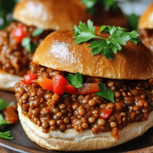 - 1 cup green or brown lentils - 3 cups vegetable broth - 1 tablespoon olive oil - 1 medium onion, finely chopped - 2 cloves garlic, minced - 1 red bell pepper, finely diced - 1 cup canned crushed tomatoes - 2 tablespoons tomato paste - 2 tablespoons pure maple syrup - 2 tablespoons soy sauce or gluten-free tamari - 1 tablespoon apple cider vinegar - 1 teaspoon smoked paprika - 1 teaspoon chili powder - Salt and black pepper to taste - 4 whole wheat hamburger buns - Optional garnishes: pickled jalapeños and freshly chopped parsley This recipe is packed with healthy ingredients. Lentils are a great source of protein and fiber. They help keep you full and satisfied. The vegetable broth adds depth to the flavor. Olive oil brings a nice richness to the dish. I like using onion and garlic for their strong taste. They make everything better. The red bell pepper adds a crunchy texture and a hint of sweetness. Crushed tomatoes and tomato paste give the dish a rich base. Maple syrup balances the flavors with a touch of sweetness. Soy sauce or tamari gives it a savory kick. Apple cider vinegar adds brightness. Smoked paprika and chili powder bring warmth and spice. Make sure to season with salt and black pepper to your taste. You can serve this on whole wheat buns for a wholesome meal. The optional pickled jalapeños add heat, while parsley gives a fresh touch. For the full recipe, check the details above. Start by combining 1 cup of rinsed lentils and 3 cups of vegetable broth in a medium saucepan. Bring this mixture to a full boil over high heat. Once it reaches a boil, reduce the heat and let it simmer. Cover the saucepan and cook for 25-30 minutes until the lentils become tender. After cooking, drain any excess liquid and set the lentils aside. This step is crucial for a great base flavor. In a large skillet, heat 1 tablespoon of olive oil over medium heat. Add 1 finely chopped onion and sauté it for about 3-4 minutes. You want the onion to become translucent and fragrant. Next, add 2 cloves of minced garlic and 1 finely diced red bell pepper to the skillet. Cook for another 3-5 minutes, stirring occasionally until the bell pepper softens. This will create a flavorful base for your Sloppy Joes. Now it’s time to bring it all together. Pour in 1 cup of canned crushed tomatoes, along with 2 tablespoons of tomato paste, 2 tablespoons of pure maple syrup, 2 tablespoons of soy sauce, 1 tablespoon of apple cider vinegar, 1 teaspoon of smoked paprika, and 1 teaspoon of chili powder. Stir in the cooked lentils as well. Mix everything well with a spatula to ensure even distribution. Allow this mixture to simmer on low heat for 10-15 minutes. This blending of flavors is what makes your Vegan Lentil Sloppy Joes so tasty. While your lentil mixture simmers, it’s time to toast the buns. Toast 4 whole wheat hamburger buns in a toaster or on a dry skillet until they are golden brown and slightly crispy. This texture adds a nice contrast to the soft lentil filling. To serve, take a generous scoop of the savory lentil mixture and place it on the bottom half of each toasted bun. If you like a bit of heat, add some pickled jalapeños. For a fresh touch, sprinkle some chopped parsley on top. Place the other half of the bun over the filling and serve immediately. Enjoy your delicious and nutritious Vegan Lentil Sloppy Joes! You can find the Full Recipe for all the details. To make your Vegan Lentil Sloppy Joes even better, focus on seasoning. Start with salt and pepper. Taste as you go. If you want a thinner mix, add vegetable broth. This will help you find the right texture. Lentils come in many types. You can use red, green, or brown lentils. Each type gives a different taste and feel. Try adding more vegetables, too. Carrots, celery, or even mushrooms boost nutrition and flavor. For a full meal, think about side dishes. Coleslaw adds a nice crunch. Fries are a classic choice. To make it fun, offer condiments. Let everyone add their favorites, like hot sauce or pickles. This makes each bite unique and personal. For the complete recipe, check out the Full Recipe section. {{image_4}} You can easily make this dish gluten-free. Just swap out the whole wheat buns for gluten-free buns. This change keeps the meal safe for those with gluten sensitivities. The taste stays delicious, and you won’t miss the gluten! If you like heat, add more jalapeños or splash in some hot sauce. This tweak makes the Sloppy Joes fiery and fun. You can adjust the spice level based on your taste. Experiment with different hot sauces to find your favorite kick! Looking to add more protein? Mix in cooked quinoa or tempeh. Both options enhance the dish's texture and nutrition. Quinoa adds a nutty flavor, while tempeh gives a satisfying bite. You’ll feel full and happy after each bite! For the full recipe, check out the Full Recipe section. You can refrigerate your Vegan Lentil Sloppy Joes. Place them in an airtight container. They stay fresh for up to 4 days. This way, you can enjoy them later! If you want to save some for later, freeze portions. Use freezer-safe bags or containers. Your Sloppy Joes will keep well for up to 2 months. Just remember to label them! To reheat, you have a couple of options. The stovetop works best. Just add a splash of vegetable broth. This keeps the mixture moist. You can also use the microwave if you prefer. Heat in intervals to avoid overcooking. Enjoy your tasty meal again! Yes, you can use canned lentils. They save time since they are already cooked. If you use canned lentils, drain and rinse them before adding to the mix. This step helps reduce excess sodium. You can cut the prep time down to just a few minutes. Simply sauté your veggies and mix in the canned lentils. Absolutely! Kids love the sweet and savory flavors. To make them more appealing, try adding a bit of extra maple syrup. You can also serve the sloppy joes on fun, colorful buns. Let kids add their favorite toppings, like pickles or cheese. This way, they feel more involved in the meal. To make a low-carb version, skip the bun. Instead, serve the lentil mix on lettuce leaves. You can also use portobello mushrooms as a bun substitute. They add a nice flavor and texture. Another option is to mix the lentils into a salad with fresh veggies. Several side dishes go well with sloppy joes. You can serve them with a fresh salad for a light meal. Sweet potato fries or baked potato wedges are also great choices. For a classic touch, make coleslaw. It adds crunch and balances the meal nicely. Yes, meal prepping this dish is easy. Cook the lentil mix ahead of time and store it in an airtight container. Keep the buns separate to maintain their texture. You can store the lentil mix in the fridge for up to four days. For longer storage, freeze it for up to two months. This makes it easy to enjoy a quick meal later! In this post, we explored how to make delicious Vegan Lentil Sloppy Joes. We covered the key ingredients, step-by-step cooking instructions, and helpful tips. You learned about flavor enhancements, texture variations, and serving suggestions. Plus, I shared storage info to keep leftovers fresh. These Sloppy Joes are simple, tasty, and packed with nutrients. They are perfect for any meal. With a few adjustments, you can make them your own. Enjoy making this easy dish that’s sure to please everyone at your table!
