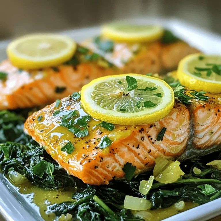 - Fresh salmon fillets - Olive oil and garlic - Lemon zest and juice - Seasonings For this Quick Lemon Garlic Salmon, you'll need simple, fresh ingredients. Let’s dive into what you’ll need to make this dish shine. - Fresh salmon fillets: Look for fillets that are bright and shiny. They should smell like the ocean, not fishy. Each fillet should weigh about 6 ounces for the best cooking results. - Olive oil and garlic: Use extra virgin olive oil for a rich flavor. Fresh garlic, minced finely, adds a punch that complements the salmon. - Lemon zest and juice: The zest gives a bright aroma, while the juice adds tanginess. One large lemon is perfect for both. - Seasonings: Dried oregano, sea salt, and freshly cracked black pepper create a balanced taste. These herbs and spices enhance the natural flavors of the salmon. Gather these fresh ingredients to start your cooking adventure. For the full recipe, check out the detailed instructions above to make this meal come alive. 1. Preheat your oven to 400°F (200°C). This heat helps cook the salmon quickly and evenly. 2. Line a baking sheet with parchment paper. This step prevents sticking and makes cleanup easy. 3. In a small bowl, whisk together: - 3 tablespoons extra virgin olive oil - 4 cloves of garlic, finely minced - Zest and juice of 1 large lemon - 1 teaspoon dried oregano - 1 teaspoon sea salt - ½ teaspoon freshly cracked black pepper This mix creates a bright and tasty marinade. 4. Place the salmon fillets on the lined baking sheet, skin-side down. 5. Use a brush or spoon to coat each fillet with the marinade. Make sure each piece gets good flavor. 6. Let the salmon marinate for 10 to 15 minutes. This time allows the flavors to soak in. 1. Put the baking sheet in the oven and bake the salmon for 12 to 15 minutes. 2. Check for doneness. The fish should be opaque and flake easily with a fork. 3. Once done, take the salmon out and let it rest for 2 to 3 minutes. This resting time keeps it juicy. 4. For a nice touch, sprinkle fresh parsley over the fillets. Serve with lemon slices for extra zest. For the full recipe, check the detailed steps. Enjoy your meal! For the best taste, marinate your salmon for 10 to 15 minutes. This short time helps the flavors soak in without making the fish too soft. If you want more taste, try adding fresh herbs like dill or thyme. You can also sprinkle some chili flakes for a bit of heat. You can grill or pan-sear the salmon for a different twist. Grilling gives it a nice smoky flavor, while pan-searing adds a crispy skin. No matter the method, watch the cooking time. Salmon cooks fast, so check it often. If you overcook it, it can become dry. The fish should be opaque and flake easily with a fork. {{image_4}} You can switch up the fish for this dish. Instead of salmon, try using trout or tilapia. These fish cook well and have a mild taste. You can also use cod, which has a firm texture that holds up nicely. For herbs and spices, feel free to get creative. If you want a different flavor, use dill or thyme instead of oregano. Fresh herbs add a nice touch, but dried herbs work too. Try adding a pinch of red pepper flakes for some heat. Pair your lemon garlic salmon with tasty side dishes. Roasted vegetables like asparagus or broccoli complement the fish well. You can also serve it over a bed of rice or quinoa for a hearty meal. For sauces, a light yogurt sauce can add creaminess. Mix plain yogurt with lemon juice, garlic, and a pinch of salt for a fresh topping. You can also drizzle some balsamic glaze over the salmon for a sweet contrast. For more ideas on sides and sauces, check out the Full Recipe. To keep your lemon garlic salmon fresh, follow these steps. First, let the salmon cool completely. Then, place it in an airtight container. Store it in the fridge for up to three days. If you want to keep it longer, freeze it. Wrap the salmon in plastic wrap and then place it in a freezer bag. This method helps prevent freezer burn. You can store it in the freezer for up to three months. Remember to label the bags with the date. When you’re ready to eat leftovers, reheating is key. The best way is to use the oven. Preheat the oven to 350°F (175°C). Place the salmon on a baking sheet. Cover it with foil to keep it moist. Heat for about 10-15 minutes or until warmed through. You can also use a microwave. Place the salmon on a microwave-safe plate. Cover it with a damp paper towel to avoid drying out. Heat in 30-second intervals until warm. This method helps keep the flavor and texture intact. You should bake salmon at 400°F for about 12 to 15 minutes. The salmon should look opaque and flake easily with a fork when it's done. Keep an eye on it to avoid overcooking. Yes, you can use frozen salmon. Just remember to thaw it first. Thaw it in the fridge overnight or use a quick method under cold running water. This ensures even cooking. Lemon garlic salmon pairs well with many sides. You can serve it with sautéed spinach, steamed asparagus, or a fresh salad. Rice or quinoa also make great options. Eating undercooked salmon can be risky. It’s important to cook salmon to an internal temperature of 145°F. If you prefer it less cooked, ensure it is high-quality and fresh. Always use your best judgment. For the full recipe, check out the details in the earlier sections. This post shared a simple way to cook salmon with fresh ingredients. You learned to prepare, bake, and enhance flavors. We also covered ingredient swaps, serving ideas, and smart storage tips. Always aim for fresh salmon for the best taste. Remember, cooking is fun! Experiment with herbs and spices to find your favorite mix. Enjoy your meal, and don't forget to share your cooking wins with friends. Making great food can bring joy to you and others.
