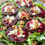 The ingredients for this salad create a mix of flavors and textures. Here’s what you need: - 3 medium-sized beets, thoroughly scrubbed and trimmed - 4 cups mixed greens (a blend of arugula, spinach, and frisée) - 1/2 cup creamy goat cheese, crumbled - 1/4 cup walnuts, toasted and roughly chopped - 1/4 cup vibrant pomegranate seeds - 2 tablespoons rich balsamic vinegar - 2 tablespoons extra virgin olive oil - 1 tablespoon sweet honey - Salt and freshly cracked black pepper, to taste These fresh ingredients come together to make a salad that is not only delicious but also visually stunning. Choosing the right brands can elevate your dish. Here are some I trust: - Beets: Look for organic or locally sourced beets. They taste better and are fresher. - Goat Cheese: I recommend brands like Chèvre or Vermont Creamery for a creamy texture. - Walnuts: California walnuts are often fresher and have a great crunch. - Balsamic Vinegar: Opt for a high-quality balsamic vinegar like Colavita for rich flavor. - Olive Oil: Choose extra virgin olive oil from brands like California Olive Ranch for the best taste. These brands not only enhance flavor but also support quality sourcing. You can easily adapt this salad for different diets. Here are some ideas: - Vegan Option: Replace goat cheese with avocado or a cashew-based cheese. - Nut Allergy: Skip the walnuts and add seeds like sunflower seeds for crunch. - Gluten-Free: This salad is naturally gluten-free, making it perfect for everyone. - Low-Sugar Option: Reduce or omit honey, and use a splash of lemon juice for zest. These substitutes ensure everyone can enjoy this fresh and flavorful dish. For the complete cooking process, check out the Full Recipe. To start, preheat your oven to 400°F (200°C). This temperature helps the beets roast perfectly. Next, take your beets and scrub them well. Trim off the tops and tails. Wrap each beet in aluminum foil. This keeps moisture in while roasting. Place the wrapped beets on a baking sheet for easy handling. Roast them for about 45 to 60 minutes. They are ready when a fork goes in easily. After roasting, let them cool for a few minutes. Unwrap the foil carefully, and peel the skins off with your fingers or a paper towel. The skins should come off easily. Slice the beets into wedges for the salad. Now it’s time to build your salad! In a large bowl, combine 4 cups of mixed greens. Add the roasted beet wedges. Crumble 1/2 cup of goat cheese over the top. Next, add 1/4 cup of toasted walnuts and 1/4 cup of vibrant pomegranate seeds. This mix creates a colorful and tasty dish. Gently toss the salad to mix all the ingredients. Be careful not to break the beet wedges or cheese too much. You want to keep it visually appealing. For the dressing, grab a small bowl. Combine 2 tablespoons of balsamic vinegar, 2 tablespoons of olive oil, and 1 tablespoon of honey. Add salt and freshly cracked black pepper to taste. Whisk these ingredients together until they blend well. Once your dressing is ready, drizzle it over the salad. Use your hands to toss the salad lightly. Make sure everything gets coated with the dressing. After mixing, taste your salad. Adjust the seasoning with more salt and pepper if needed. You can find the full recipe for this delightful dish to ensure you have all the details covered. Enjoy making your roasted beet goat cheese salad! Roasting beets brings out their natural sweetness. To get the best flavor, use fresh beets. Look for firm, smooth skins without blemishes. 1. Wrap them well: Wrap each beet in foil. This keeps them moist and helps them cook evenly. 2. Use the right temperature: Preheat your oven to 400°F (200°C) for the best roasting results. 3. Check for doneness: Roast for about 45-60 minutes. Use a fork to check if they are tender. After roasting, let them cool before peeling. The skin will come off easily. This method gives you the sweetest and most tender beets. If you have leftover salad, store it properly to keep it fresh. Here are some tips: - Separate the dressing: Keep the dressing in a small container. This prevents the greens from wilting. - Use an airtight container: Store the salad in a container with a tight lid. This helps keep it fresh longer. - Refrigerate promptly: Always put your leftovers in the fridge right away to avoid spoilage. Your salad can last for about 2 days in the fridge. Just remember to add the dressing right before you eat it! To make your Roasted Beet Goat Cheese Salad even better, consider these serving ideas: - Add more crunch: Extra nuts, like pecans or almonds, can add a great crunch. - Include herbs: Fresh herbs like mint or basil can add a burst of flavor. Just sprinkle them on top before serving. - Try different cheeses: If you want, swap goat cheese for feta or blue cheese. Each offers a unique twist. These serving suggestions will make your salad shine and impress your guests. For the full recipe, check out the Roasted Beet & Goat Cheese Delight 🥗. {{image_4}} You can easily make your roasted beet goat cheese salad even better by adding more veggies. Think about using roasted carrots or sweet potatoes. They add sweetness and color. You can also try adding thinly sliced radishes for a nice crunch. For a fresh touch, toss in some cucumber slices. You can mix and match your favorites to keep things interesting. While balsamic dressing is great, there are many others to try. A lemon vinaigrette gives a bright and zesty flavor. You can mix olive oil, lemon juice, and a bit of mustard for a tasty twist. A honey mustard dressing also works well, adding a sweet and tangy touch. Experiment with different dressings to find your favorite. You can adapt this salad for any season. In spring, add fresh asparagus and peas for a vibrant touch. Summer is perfect for ripe tomatoes and avocado, adding creaminess and color. In fall, consider using roasted butternut squash for warmth and sweetness. Winter is great for adding citrus fruits like oranges or grapefruits for a refreshing kick. These variations keep your salad fresh and exciting all year long. To keep your leftover salad fresh, store it in an airtight container. This helps prevent wilting. Place the mixed greens and toppings, like goat cheese and walnuts, in one container. Keep the dressing in a separate small jar. This way, the salad stays crisp and tasty. When you're ready to eat, just add the dressing and toss it again. If you have extra roasted beets, you can freeze them. First, let them cool completely. Then, slice or cube the beets. Place them in a freezer-safe bag or container. Remove as much air as possible before sealing. Frozen beets can last up to six months. When you want to use them, thaw in the fridge overnight or warm them quickly in a pan. Storing the dressing separately is key for freshness. Keep the dressing in a small jar with a tight lid. Store it in the fridge for up to a week. When you want to use it, shake the jar to mix the ingredients again. This keeps the flavors bright and tasty for your salad. For the full recipe, check out the detailed instructions on preparing this delightful dish! Look for beets that are firm and smooth. They should feel heavy for their size. Avoid any beets with soft spots or wrinkles. Fresh beets have a vibrant color. Dark purple or golden yellow are great choices. The size matters too; medium-sized beets are best for even cooking. Yes, you can prepare parts of this salad ahead of time. Roast the beets a day before and store them in the fridge. Keep the greens and toppings separate until you serve. This keeps everything fresh and crunchy. Make the dressing in advance too. Just give it a good shake before use. This salad packs in many nutrients. Beets are rich in fiber, vitamins, and minerals. They help lower blood pressure and improve blood flow. Goat cheese adds protein and calcium. Nuts provide healthy fats and crunch. The mixed greens are full of antioxidants. Pomegranate seeds add vitamins and a touch of sweetness. This salad is both tasty and good for you. Enjoy all these benefits with every bite! Roasted Beet Goat Cheese Salad is a delicious dish that's easy to make. We explored key ingredients, like fresh beets and quality cheese. I shared step-by-step instructions, tips for perfect roasting, and ways to keep leftovers fresh. You can add other veggies or try different dressings to keep it fun. In the end, this salad is not just tasty; it’s also packed with nutrients. Enjoy making this dish and get creative with it! You’ll find that small changes can lead to big flavors.