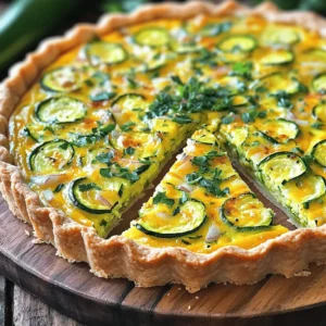 - 1 pre-made pie crust - 2 medium zucchinis, grated - 1 cup shredded cheese (your choice: cheddar or mozzarella) - 4 large eggs - 1 cup milk - 1 small onion, finely chopped - 1 clove garlic, minced - 1 teaspoon dried oregano - Salt and freshly ground black pepper, to taste - Fresh herbs for garnish (such as parsley or chives) To make Easy Zucchini Quiche, gather your ingredients. The pre-made pie crust saves time, letting you focus on flavor. Grated zucchini adds moisture and nutrition. Choose a shredded cheese that you love. Cheddar gives a sharp bite, while mozzarella offers creaminess. Next, the eggs and milk mix binds everything together. Aromatics like onion and garlic create a base of flavor. The dried oregano adds a nice touch of warmth. Lastly, salt and pepper enhance all the ingredients. This recipe is simple yet full of flavor. You can find the full recipe above to guide you through the steps. Enjoy the process and have fun in your kitchen! 1. Preheat your oven to 375°F (190°C). This helps the quiche cook evenly. 2. In a skillet, heat a splash of olive oil on medium. Add the chopped onion and minced garlic. Sauté them for about 3-4 minutes. They should be clear and smell great. 3. Next, add the grated zucchini to the skillet. Cook it for 5 minutes until soft. Season with salt, pepper, and dried oregano. Set this mixture aside to cool slightly. 1. In a large bowl, whisk together the eggs and milk. Make sure they blend well and look slightly frothy. 2. Stir in your choice of shredded cheese. This adds a nice richness to the quiche. 3. Now, gently fold the cooked zucchini mixture into the egg and cheese blend. Mix until everything is well combined. 1. Carefully pour the filling into your pre-made pie crust. Spread it out evenly for a nice top. 2. Place the quiche in the oven and bake for 35-40 minutes. It’s done when the center is set and the top is golden. 3. Once baked, take it out and let it cool for about 10 minutes. This helps the flavors come together. Slice it up and enjoy! For the full recipe, check [Full Recipe]. To check if your quiche is done, look for a firm center. It should not jiggle. A golden top shows it baked well. You can insert a knife in the middle. If it comes out clean, your quiche is ready. Choosing the right cheese enhances the taste. Cheddar gives a sharp flavor, while mozzarella adds creaminess. Mixing cheeses can create a rich taste. Experiment to find your favorite blend. You can add other vegetables to your quiche. Bell peppers, spinach, or mushrooms can boost flavor. Just make sure to sauté them first to reduce moisture. Spice variations can also change the flavor. Try adding red pepper flakes for heat or fresh herbs for brightness. Thyme and basil work well with zucchini, too. For presentation, cut the quiche into neat wedges. Arrange the slices on a platter. A sprinkle of fresh herbs adds color. Complementary side dishes enhance the meal. A crisp green salad pairs well. You can also serve it with roasted potatoes for a heartier option. Enjoy your delicious, homemade quiche! {{image_4}} If you have dietary restrictions, you can still enjoy this quiche. For a gluten-free option, use a gluten-free pie crust. Many brands offer ready-made crusts. You can also make your own using almond flour or a mix of gluten-free flours. For those who avoid dairy, try dairy-free cheese. Brands like Daiya or Violife offer great options that melt well. You can also use nutritional yeast for a cheesy flavor without the dairy. To add more flavor, consider adding herbs and spices. Fresh herbs like basil or thyme can brighten the dish. You can also try spices like paprika or cumin for a twist. Incorporating meats can give your quiche a heartier feel. Cooked bacon, ham, or sausage work well. You can also add other veggies like bell peppers or spinach for added nutrition and taste. Making your quiche in advance saves time. You can prepare it the night before and bake it in the morning. Just store it in the fridge until you're ready to bake. If you want to save some for later, freezing works great. Let the quiche cool completely after baking. Wrap it tightly in plastic wrap, then place it in a freezer bag. When you're ready to eat, thaw it in the fridge overnight and reheat in the oven. This Easy Zucchini Quiche is not just simple; it's also flexible! You can adapt it to your tastes and needs. For the full recipe, check the section above. To store leftover quiche, let it cool completely. Place it in a shallow container. Use a lid or plastic wrap to cover it tightly. This keeps the quiche fresh. You can store it in the fridge for up to three days. If you want to keep it longer, consider freezing. You can reheat quiche in the oven or microwave. To use the oven, preheat it to 350°F (175°C). Place the quiche on a baking sheet. Heat for about 15-20 minutes. This method keeps the crust crisp. If you use the microwave, warm individual slices for 1-2 minutes. This method is faster but may make the crust soft. To freeze the quiche, wrap it tightly in plastic wrap. Then, place it in a freezer bag or container. It can last for up to three months in the freezer. When you are ready to eat, take it out and thaw it in the fridge overnight. After thawing, you can reheat it using the oven for the best texture. Enjoy your delicious zucchini quiche any time! For the full recipe, check the recipe section. The key is managing moisture and enhancing flavor. Zucchini holds water, so it's best to grate and salt it first. This step draws out the moisture. After about 10 minutes, squeeze out excess water. This helps prevent a soggy quiche. For flavor, use fresh herbs and cheese. They bring out the best in zucchini. I recommend oregano and fresh parsley. This mix adds depth and brightness to your dish. Yes, you can make a crustless zucchini quiche! This option is great for a lighter meal. Simply skip the pie crust and pour the filling directly into a greased pie dish. You can also use a frittata method. Just cook it on the stove first, then finish it in the oven. This method keeps the flavors rich and the texture tender. You can add many veggies and proteins to your quiche. Try bell peppers, spinach, or mushrooms. They add color and taste. For proteins, consider adding cooked bacon or ham. You can even use tofu for a vegetarian twist. Mix and match to find your favorite flavors! Zucchini quiche pairs well with fresh salads. A simple green salad with lemon vinaigrette works great. You can also serve it with roasted vegetables for extra crunch. Another option is a light soup, like tomato or cucumber. These sides balance the richness of the quiche and create a colorful plate. We explored how to make an easy zucchini quiche. You learned about key ingredients, step-by-step instructions, and tips for perfecting flavor. I shared variations for different diets and meal prep ideas to make your life easier. Finally, I covered the best practices for storing and reheating leftovers. Zucchini quiche is simple and fun to customize. So, get creative and enjoy this delicious dish!