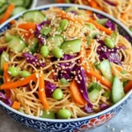 - 8 oz whole wheat spaghetti or rice noodles - 1 cup shredded purple cabbage - 1 cup shredded carrots - 1 bell pepper, julienned - 1 cucumber, julienned - 3 green onions, finely chopped - 1/2 cup edamame - 1/4 cup sesame seeds - 1/4 cup sesame oil - 2 tablespoons soy sauce - 1 tablespoon rice vinegar - 1 tablespoon honey or maple syrup - 1 teaspoon freshly grated ginger - 1 garlic clove, minced - Salt and pepper to taste This salad is not just colorful; it is also packed with nutrients. Each bite offers a crunch from the vegetables and a nutty taste from the sesame seeds. The noodles are filling, making this dish great for lunch or dinner. The dressing ties it all together. It has a sweet and savory flavor that makes the salad sing. You can find the full recipe for this delicious dish at [Full Recipe]. Using fresh ingredients enhances the taste. Try to pick ripe vegetables for the best flavor. You can customize this salad by adding your favorite veggies or proteins. This dish is versatile and fun to make. - Boil salted water. - Cook noodles until al dente. - Rinse under cold water. First, fill a large pot with water and add salt. Bring it to a rolling boil. Next, add 8 oz of whole wheat spaghetti or rice noodles. Cook them until they are al dente. This usually takes about 7 to 10 minutes, depending on the type of noodle. Once cooked, drain the noodles in a colander. Rinsing them under cold water stops the cooking process. It also helps keep them from sticking together. - Combine shredded cabbage, carrots, bell pepper, cucumber, green onions, and edamame. In a large bowl, combine all your colorful veggies. Start with 1 cup of shredded purple cabbage and 1 cup of shredded carrots. Add 1 julienned bell pepper, 1 julienned cucumber, 3 finely chopped green onions, and 1/2 cup of shelled edamame. Mix them well to ensure even distribution of colors and flavors. This mix adds crunch and nutrition to your salad. - Whisk together sesame oil, soy sauce, rice vinegar, honey or maple syrup, ginger, garlic, salt, and pepper. Now it's time for the dressing. In a separate bowl, whisk together 1/4 cup of sesame oil, 2 tablespoons of soy sauce, and 1 tablespoon of rice vinegar. Add 1 tablespoon of honey or maple syrup for sweetness. Then, add 1 teaspoon of freshly grated ginger and 1 minced garlic clove. Season with salt and pepper to taste. Whisk until the mixture is smooth. This dressing ties all the flavors together. - Mix cooled noodles with vegetable mixture. - Pour dressing over and toss well. Once the noodles are cool, add them to the veggie mix. Pour the dressing over everything. Toss well to coat all the ingredients evenly. This is where the magic happens! Each bite should be full of flavor. - Toast seeds in a dry pan until golden brown. In a dry pan over medium heat, add 1/4 cup of sesame seeds. Toast them for about 2 to 3 minutes. Stir them often to avoid burning. They should turn golden brown and become fragrant. This step adds a nice crunch and nutty flavor. - Transfer to serving platter and garnish with sesame seeds. Finally, transfer the salad to a serving platter. Garnish with the toasted sesame seeds. This makes it look beautiful and tempting. Serve it fresh, and enjoy your Asian Sesame Noodle Salad! For the full recipe, refer to the section above. - Ensure water is at a rolling boil before adding noodles. - Avoid overcooking for optimal texture; check the package for timing. Cooking noodles right gives your salad the best base. When you boil the water, it should bubble like crazy. This helps the noodles cook evenly. If you let them cook too long, they become mushy. Aim for that perfect al dente bite. - Options for gluten-free noodles include rice noodles or quinoa pasta. - Use alternative vegetables like snap peas, broccoli, or bell peppers. Sometimes, you may need to swap a few ingredients. If you need gluten-free options, rice noodles work well. They soak up the sauce nicely. For veggies, feel free to use what you like best. Snap peas add a nice crunch, while broccoli packs in more nutrients. - Consider adding protein like tofu, grilled chicken, or shrimp for extra nutrition. - Spice options for heat include red pepper flakes or sriracha. Want to boost the taste? Adding protein can make this dish more filling. Tofu is great for a vegetarian option. You can grill chicken or shrimp for a heartier meal. If you enjoy some heat, sprinkle in red pepper flakes or drizzle sriracha on top. These simple touches elevate your salad and keep it exciting. For the full recipe, check the main section. {{image_4}} You can make your Asian Sesame Noodle Salad even healthier. Try adding nutrient-dense ingredients like spinach, kale, or bell peppers. These colorful veggies bring extra flavor and vitamins. If you want a vegan dressing, swap honey for maple syrup. This keeps the sweetness without animal products. The best ingredients change with the seasons. In summer, add fresh herbs like basil or mint. They brighten the salad. For winter, use roasted vegetables like sweet potatoes or squash. These hearty toppings make the dish warm and comforting. You can also add festive toppings for holidays. Try pomegranate seeds or toasted nuts for special occasions. You can explore many Asian flavors with this salad. Use different Asian sauces like hoisin or chili sauce to mix things up. These sauces add a unique taste. You can also include special additions like seaweed or pickled vegetables. These ingredients enhance flavor and add interesting textures. For the full recipe, check out the vibrant Asian Sesame Noodle Salad. To keep your Asian Sesame Noodle Salad fresh, refrigerate leftovers right away. Use airtight containers to avoid any odors from the fridge. Glass containers work well since they don’t stain and keep the flavors intact. You can enjoy the salad cold, which makes it a great dish for lunch. If you want to keep your noodles and dressing for longer, you can freeze them. For the noodles, ensure they are completely cool before packing them in freezer bags. Lay them flat to save space. For the dressing, store it in a jar and freeze it as well. To reheat, run the noodles under warm water or microwave them in short bursts, stirring often. This helps keep them from getting mushy. Watch for signs of spoilage, such as an off smell or slimy texture. The salad can last about three to five days in the fridge. After that, it’s best to toss it out. Use your senses to judge when it’s time to say goodbye to your leftovers. Enjoy your meal within a week for the best taste! You can make this salad ahead of time by prepping the ingredients separately. Cook the noodles, chop the veggies, and make the dressing in advance. Store each component in airtight containers in the fridge. Combine them just before serving for the best taste and texture. If you need a substitute for sesame oil, try using peanut oil or sunflower oil. Both oils have a mild flavor. You can also use a mix of olive oil and a dash of soy sauce for a similar taste. Yes, this recipe is great for meal prep. Store the salad in a sealed container for up to three days. When ready to eat, just give it a good toss. If you want to keep it fresh, store the dressing separately. Absolutely! You can add cooked chicken, shrimp, or tofu for extra protein. Grilled chicken or seared shrimp work nicely. For a plant-based option, try adding chickpeas or edamame. This salad pairs well with grilled meats or steamed dumplings. You can also serve it with a light soup, like miso soup. For a balanced meal, consider adding a fruit salad or some fresh spring rolls on the side. For detailed steps, refer to the Full Recipe. In this blog post, I shared a simple recipe for Asian Sesame Noodle Salad. You learned about the key ingredients, how to cook the noodles, and the steps to prepare the dressing. I also provided tips on making the dish your own and how to store it. Overall, this recipe is flexible and packed with flavor. Enjoy the vibrant colors and fresh taste. It’s a great option for any meal!
