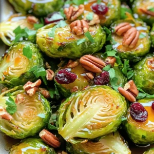 - 1 lb Brussels sprouts, trimmed and halved - 3 tablespoons pure maple syrup - 2 tablespoons extra virgin olive oil - 1 teaspoon garlic powder - 1 teaspoon onion powder - Salt and pepper, to taste - 1/4 cup pecans, roughly chopped (optional) - 1/4 cup dried cranberries (optional) - Fresh parsley, finely chopped When making maple roasted Brussels sprouts, starting with fresh ingredients is key. Pick Brussels sprouts that are firm and green. Avoid any that look yellow or wilted. The maple syrup gives a sweet touch. It balances the sprouts' natural bitterness. Extra virgin olive oil helps them roast well. The oil ensures they turn golden brown and crispy. Garlic powder and onion powder add depth of flavor. Salt and pepper enhance everything, making each bite tasty. If you want to add a crunch, toss in pecans. Dried cranberries add a sweet burst. They contrast nicely with the savory sprouts. Finishing with fresh parsley is a must! It adds color and a hint of freshness. If you want to explore more, check the Full Recipe for detailed steps and tips. First, preheat your oven to 400°F (200°C). This heat is perfect for crispy Brussels sprouts. Next, trim the ends of the Brussels sprouts and cut them in half. This helps them cook evenly and allows the coating to stick well. In a large bowl, combine the halved Brussels sprouts with the following: - 3 tablespoons pure maple syrup - 2 tablespoons extra virgin olive oil - 1 teaspoon garlic powder - 1 teaspoon onion powder - Salt and pepper, to taste Use your hands or a spatula to mix everything together. You want each sprout to be fully coated in the sweet and savory mixture. Now, carefully transfer the coated Brussels sprouts to a baking sheet lined with parchment paper. Spread them out in a single layer. This helps them roast evenly. Place the baking sheet in your preheated oven. Roast the Brussels sprouts for 20-25 minutes. Be sure to toss them halfway through cooking. This gives them that nice brown color and crispy edges. If you want to add crunch, sprinkle chopped pecans over the sprouts in the last 5 minutes of roasting. Finally, remove them from the oven and fold in dried cranberries for a sweet touch. For the full recipe, check the provided link. When choosing Brussels sprouts, look for bright green color. The sprouts should feel firm and heavy for their size. Avoid any that are yellow or have brown spots. Store them in the fridge in a loose bag. Keep them dry and use them within a week for the best taste. Roast your Brussels sprouts at 400°F (200°C). This heat gives you a nice, crispy edge. Spread the sprouts out on the baking sheet. Make sure they are in a single layer to cook evenly. Toss them halfway through roasting to ensure all sides get that golden brown color. Add extra spices for more flavor. Try paprika or a pinch of cayenne for heat. You can also top the sprouts with grated cheese or toasted nuts for crunch. If you want a different sweet taste, consider honey or agave syrup instead of maple syrup. These changes can give your dish a fresh twist! For the full recipe, check out the details above. {{image_4}} If you want a nut-free dish, simply leave out the pecans. You can use sunflower seeds instead. They add a nice crunch and flavor without any nuts. You can also use pumpkin seeds for a similar effect. Both options keep the dish tasty and fun! This recipe is already vegan-friendly! The maple syrup and olive oil are plant-based. Just skip the pecans and cranberries if you want. You can also add more veggies, like carrots or sweet potatoes, for extra color and flavor. Pair these Brussels sprouts with many main dishes. They go well with roasted chicken or grilled fish. For a vegetarian meal, serve them with quinoa or a hearty salad. For a creative presentation, use a large, shallow bowl. Arrange the sprouts in a circle, and sprinkle cranberries on top. Add a drizzle of more maple syrup for a nice shine. Enjoy the colorful display! Store your leftover maple roasted Brussels sprouts in an airtight container. This keeps them fresh and tasty. They can last in the fridge for about 3 to 4 days. If you want to enjoy them later, make sure to cool them before placing them in the fridge. For the best taste, reheat your Brussels sprouts in the oven. Set it to 350°F (175°C) and heat them for about 10 minutes. This method keeps them crispy. If you're short on time, you can use the microwave. Heat in short bursts of 30 seconds until warm. However, this method may make them a bit soft. You can freeze prepared Brussels sprouts if you want to save them for later. First, let them cool completely. Then, place them in a freezer-safe bag or container. Make sure to remove as much air as possible. They will keep well for about 2 to 3 months. When ready to eat, thaw them in the fridge overnight before reheating. Brussels sprouts take about 20 to 25 minutes to roast at 400°F (200°C). This time ensures they become golden brown and crispy on the outside. I always toss them halfway through to help with even cooking. Yes, you can use frozen Brussels sprouts. However, they may not get as crispy as fresh ones. If you use frozen, I suggest thawing them first and patting them dry. This will help reduce moisture and improve crispiness. If you need a substitute for maple syrup, try honey or agave syrup. Both offer sweetness and a nice flavor. Just keep in mind that honey is not vegan, while agave is a great vegan option. Yes, maple roasted Brussels sprouts are healthy! They are low in calories and high in vitamins. The addition of maple syrup adds some natural sweetness, but it's still a better choice than many other dressings or sauces. To make Brussels sprouts crispy, ensure they are spread out on the baking sheet. Overcrowding can lead to steaming instead of roasting. Also, tossing them halfway through cooking helps them brown evenly. You can add toppings like crumbled feta cheese, crispy bacon bits, or toasted almonds. These add flavor and texture to the dish. You can mix and match based on what you like. You can find the full recipe for maple roasted Brussels sprouts with pecans and cranberries in the recipe section above. Enjoy making this simple and tasty dish! In this blog post, we explored how to create delicious maple roasted Brussels sprouts. We discussed the main ingredients, key seasonings, and garnishes that amplify the dish's flavor. I shared simple step-by-step instructions to guide you through the prep and roasting process. Remember, fresh Brussels sprouts lead to the best results. Feel free to get creative with variations and toppings. These sprouts make a tasty side dish or a fun snack. Enjoy your cooking adventure!