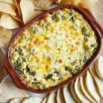 - 1 cup frozen chopped spinach - 1 cup canned artichoke hearts - 1 cup cream cheese - 1/2 cup sour cream - 1/2 cup mayonnaise - 1 cup shredded mozzarella cheese - 1/2 cup freshly grated Parmesan cheese - 2 cloves garlic - 1 teaspoon onion powder - 1 teaspoon salt - 1/2 teaspoon black pepper - 1/4 teaspoon red pepper flakes (optional) When making Cheesy Spinach Artichoke Dip, I often choose frozen spinach. It stays fresh and is easy to use. You can thaw it, squeeze out extra water, and it’s ready to go! For artichokes, I look for high-quality canned ones. They add the right flavor and texture to the dish. - Benefits of using frozen spinach: Frozen spinach retains nutrients and is quick to prepare. You can find it year-round, making it a great choice. - Selecting quality canned artichoke hearts: Choose artichoke hearts that are tender and packed in water or brine. They should not have any off-flavors or smells. - Medium-sized baking dish - Mixing bowl - Hand mixer or whisk Having the right tools makes cooking easier. A medium-sized baking dish helps the dip bake evenly. A mixing bowl is perfect for blending the creamy base. A hand mixer or whisk helps create a smooth mix, making your dip perfect every time. For the full recipe, you can find detailed steps on how to prepare this delightful dip. - Preheat oven to 375°F (190°C) - Prepare ingredients and utensils Start by preheating your oven to 375°F (190°C). This step is key for getting that perfect bubbly dip. While the oven heats, gather all your ingredients. You will need a medium-sized baking dish and a mixing bowl. Having everything ready makes cooking fun and easy. - Combine cream cheese, sour cream, and mayonnaise - Add seasonings and mix well In your mixing bowl, combine 1 cup of softened cream cheese, 1/2 cup of sour cream, and 1/2 cup of mayonnaise. Use a hand mixer or a whisk to blend them until smooth. Next, add 2 minced garlic cloves, 1 teaspoon of onion powder, 1 teaspoon of salt, 1/2 teaspoon of black pepper, and 1/4 teaspoon of red pepper flakes if you want a little heat. Mix well to ensure all the seasonings are evenly spread. - Gently fold in spinach and artichoke hearts - Incorporate the cheeses for a cohesive mixture Now it’s time to add the stars of the dish! Gently fold in 1 cup of thawed and drained chopped spinach and 1 cup of coarsely chopped artichoke hearts. Be careful not to break the artichokes too much. Next, stir in 1 cup of shredded mozzarella cheese and 1/2 cup of freshly grated Parmesan cheese. Mix until everything is well combined. - Transfer mixture to baking dish - Bake for 25-30 minutes until bubbly Transfer your creamy mixture to the prepared baking dish. Spread it out evenly with a spatula so it cooks evenly. Pop it in your preheated oven and bake for about 25-30 minutes. Keep an eye on it until it is bubbly and the top turns golden brown. Your home will smell amazing! Once baked, let it cool for about 5 minutes before serving. For the full recipe, check the recipe section. To avoid a watery dip, always drain your spinach and artichokes well. If you skip this step, you risk a dip that's runny and hard to enjoy. Use a clean kitchen towel to squeeze out any extra moisture from the spinach. For the artichokes, press them gently with your hands or a spoon to remove excess liquid. This makes a big difference in texture. Using well-drained ingredients is key. When both the spinach and artichokes are dry, they blend into the creamy base better. This gives you a thick and luscious dip that holds up well when served. For the best dippers, think crispy and colorful. Tortilla chips are a classic choice. You can also use slices of warm baguette for a nice crunch. Fresh vegetable sticks, like carrots and bell peppers, add a healthy touch and a splash of color. Arrange these around the dip for a fun and inviting look. Creative plating ideas include using a large platter with various dippers. You can even add small bowls of olives or pickles for an extra zing. This not only makes it visually appealing but also allows guests to mix and match flavors. When reheating your cheesy dip, keep the texture in mind. The best way is to bake it again. Preheat your oven to 350°F (175°C). Place the dip in an oven-safe dish and cover with foil. Bake for about 15-20 minutes. This keeps it creamy and prevents it from drying out. If you're short on time, you can microwave it. Use a microwave-safe bowl and heat in short bursts, stirring in between. This method works, but be careful not to overheat. That can lead to a rubbery texture. For a delicious outcome, follow these tips and enjoy every creamy bite of your Cheesy Spinach Artichoke Dip! You can find the Full Recipe to make it yourself. {{image_4}} You can change the cheese in this dip. Try using sharp cheddar for a stronger flavor. It adds a nice twist. You can also substitute Greek yogurt for sour cream. This swap makes the dip lighter and adds some tang. Both options keep the dip creamy and delicious. Want some heat? Add diced jalapeños or a few drops of hot sauce. This will give your dip an extra kick. You can also make a chipotle version. Just blend in some chipotle peppers for a smoky flavor. These spicy versions pair well with crunchy chips. If you want a dairy-free option, use cashews. Soak them in water, then blend until smooth. This creates a creamy base without dairy. Also, look for vegan cheese to replace the regular cheese. There are many tasty options available now. These swaps keep your dip rich and flavorful. For the full recipe, check out the [Full Recipe]. To store leftovers of Cheesy Spinach Artichoke Dip, place it in an airtight container. This keeps the dip fresh and prevents it from drying out. It’s best to refrigerate within two hours of serving. The dip can stay good for about 3 to 4 days in the fridge. To maintain flavor and texture, re-cover the dip with plastic wrap. If you notice any separation, just stir it before serving. Always check for freshness before enjoying. The dip might lose some creaminess, but a quick stir can help revive it. You can freeze Cheesy Spinach Artichoke Dip for longer storage. Make sure it’s in a freezer-safe container. Leave some space at the top, as it may expand. The dip can last for up to 3 months in the freezer. To thaw, place it in the fridge overnight. Reheating is key to restoring its creamy texture. Warm it in the oven at 350°F (175°C) until hot. Stir it halfway through heating to ensure even warmth. Enjoy your dip just as delicious as the first time! You can store your Cheesy Spinach Artichoke Dip in the fridge for about 3 to 5 days. Be sure to place it in an airtight container. If you want to keep it longer, you can freeze it. In the freezer, it can last for about 2 to 3 months. Make sure to let it cool completely before freezing. Yes, you can prepare the dip ahead of time. Mix all the ingredients and store it in the fridge. It’s best to bake it right before serving. If you need to reheat it, just pop it back in the oven. Bake at 375°F until it’s hot and bubbly. You can serve this dip with many tasty dippers. Here are some fun ideas: - Crispy tortilla chips - Slices of crusty baguette - Colorful fresh vegetable sticks (like carrots, celery, and bell peppers) - Pita chips or crackers - Pretzel bites These options will make your dip even more enjoyable! For the full recipe, check out the details above. In this post, we explored how to make a delicious Cheesy Spinach Artichoke Dip. We covered the key ingredients, cooking tips, and variations to keep it fresh and exciting. Remember to choose quality items for the best taste. Enjoy this dip with your favorite dippers, and consider trying some of the fun variations we discussed. With the right steps, you’ll make a perfect dish every time. Get cooking and impress your friends with this tasty treat!