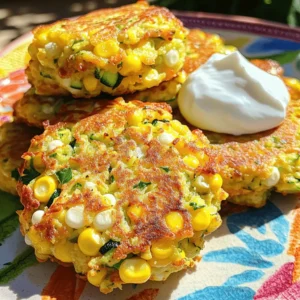 - 1 cup sweet corn kernels (fresh or frozen) - 1 medium zucchini, grated - 1/2 cup all-purpose flour - 1/4 cup cornmeal - 2 large eggs - 1/4 cup green onions, finely chopped - 1/4 cup fresh parsley, finely chopped - 1 teaspoon baking powder - 1 teaspoon garlic powder - Salt and pepper to taste - Olive oil, for frying Sweet corn and zucchini fritters need fresh and simple ingredients. The corn adds natural sweetness, while the zucchini brings moisture. Using fresh or frozen corn works great. Just make sure to squeeze the zucchini well to avoid a soggy fritter. The mixture should feel thick but spread easily in the pan. For flavor, I love adding green onions and parsley. They brighten the dish and add a nice crunch. Garlic powder gives a warm taste without being too strong. The eggs bind everything together, while the flour and cornmeal create a nice texture. When it comes to seasoning, don’t forget salt and pepper! They really enhance the flavors. Olive oil is key for frying; it gives a lovely crispness to the outside of the fritters. You can find the full recipe above to guide you through the steps. - In a large bowl, combine grated zucchini and sweet corn kernels. - Make sure to drain excess moisture from the zucchini. This will help the batter stay thick. - In a separate bowl, whisk the eggs until they are frothy. - Pour the whisked eggs into the vegetable mixture. Mix well to combine everything. - Heat a skillet over medium heat and add olive oil to coat the bottom. - For each fritter, drop about 1/4 cup of the mixture into the skillet. - Gently press each fritter with a spatula to flatten it slightly. - Cook the fritters for 3-4 minutes on each side. Watch for browning. - When they are golden brown, transfer them to a paper towel-lined plate to absorb excess oil. - Repeat until all batter is cooked. Add more olive oil as needed for frying. To make great fritters, you must ensure the zucchini is properly drained. After grating the zucchini, squeeze out all the excess moisture. This step helps the fritters stay crisp and not soggy. If you want a thicker batter, adjust the flour. You can add a bit more flour or cornmeal if the batter seems too wet. The ideal frying temperature is key. Heat your oil over medium heat until it shimmers. If the oil is too hot, the outside will burn before the inside cooks. Avoid overcrowding the skillet; this helps each fritter cook evenly. Leave enough space between them so they can crisp up nicely. Serve the warm fritters with a dollop of yogurt or sour cream. This adds a cool touch that balances the flavors. You can also garnish with fresh herbs like parsley or chives for extra color and taste. Arrange the fritters on a colorful platter to make them look even more appealing. For the complete recipe, check out the Full Recipe. {{image_4}} You can switch up the flour in this recipe. Try using whole wheat flour for more fiber. Almond flour offers a gluten-free option. You can also add other veggies like carrots or bell peppers for extra crunch. Mixing in herbs or spices can give the fritters an exciting twist. Consider adding cumin or paprika for a spicy kick. For gluten-free options, use a gluten-free flour blend. This will keep the fritters light and tasty. If you need a vegan version, replace the eggs with flaxseed meal. Mix 1 tablespoon of flaxseed meal with 2.5 tablespoons of water. Let it sit for five minutes until it thickens, then use it just like an egg. Adding cheese can really boost the flavor. Try mixing in crumbled feta or shredded cheddar. They melt nicely and add creaminess. You can also use fresh herbs like dill or basil. These herbs add unique flavors that brighten the dish. Mix them into the batter for a fresh taste. To keep your fritters fresh, store them in an airtight container. Place parchment paper between layers to avoid sticking. They can last up to three days in the fridge. When reheating, use an oven or skillet for the best texture. Set the oven to 350°F (175°C) and bake for about 10 minutes. For the skillet, heat a little olive oil over medium heat. This method helps keep them crisp. Avoid microwaving, as it can make them soggy. You can freeze these fritters for later. First, let them cool completely. Then, place them in a single layer on a baking sheet. Freeze until solid, then transfer to a freezer bag. They will stay fresh for up to three months. To reheat, thaw them in the fridge overnight. Then, bake or pan-fry as mentioned before. This method brings back their original texture. For the full recipe of Sweet Corn and Zucchini Fritters, check the earlier section. Yes, you can make these fritters ahead of time. Prepare the batter and store it in the fridge for up to two days. This keeps your fritters fresh and ready to cook. You can also cook the fritters in advance. Let them cool, then store them in an airtight container in the fridge for three days. For longer storage, freeze them for up to a month. When you are ready to eat, reheat them in a skillet until they are warm and crispy. These fritters are great on their own but pair well with many dips. Here are some tasty options: - Creamy yogurt: A tangy yogurt adds a nice touch. - Sour cream: This classic dip is rich and smooth. - Salsa: A fresh salsa can add a zesty flavor. - Avocado dip: This creamy dip is a great addition too. You can also serve the fritters with a side salad for a healthy meal. If you want some heat, try these ideas: - Add jalapeños: Finely chop fresh jalapeños and mix them in. - Use cayenne pepper: A pinch can give a nice kick. - Incorporate hot sauce: Stir in your favorite hot sauce for flavor. - Spicy seasoning: Try adding chili powder or paprika for depth. Adjust the spice level to suit your taste. Enjoy experimenting with flavors! For the full recipe, check [Full Recipe]. These sweet corn and zucchini fritters combine fresh ingredients with easy steps. You've learned about the best components, cooking methods, and how to store leftovers. Now you can enjoy this tasty dish with fun variations. Remember, changing ingredients lets you make these fritters just how you like them. Have fun creating your perfect fritter, and enjoy sharing them with friends and family!