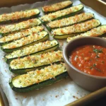 - 3 medium zucchinis - 1 cup whole wheat breadcrumbs - 1 cup freshly grated Parmesan cheese - 1 teaspoon garlic powder - 1 teaspoon Italian seasoning - 1 teaspoon smoked paprika - Salt and freshly cracked pepper - 2 large eggs - Olive oil spray These ingredients come together to create a snack that is both crispy and tasty. Zucchini is a great vegetable. It has a mild taste and is low in calories. Whole wheat breadcrumbs add crunch and fiber. Parmesan cheese gives a rich flavor that everyone loves. The spices like garlic powder and Italian seasoning add more depth to the dish. Smoked paprika brings a nice smokiness. Don't forget the salt and pepper to enhance all the flavors. - Extra Parmesan cheese - Fresh herbs (like parsley or basil) You can add extra Parmesan cheese on top for a cheesy kick. Fresh herbs like parsley or basil also make a great garnish. They add a fresh taste and make your dish look pretty. For the full recipe, check out the instructions on how to make these delicious Baked Parmesan Zucchini Fries. 1. Preheat your oven to 425°F (220°C). This temperature helps the fries get crispy. 2. Line a baking sheet with parchment paper. This keeps the fries from sticking and makes cleanup easy. 1. In a large bowl, mix together the breadcrumbs, grated Parmesan cheese, garlic powder, Italian seasoning, smoked paprika, salt, and pepper. Stir until all is combined. 2. In another bowl, whisk the eggs until they are light and frothy. This will act as your egg wash. 3. Take each zucchini fry and dip it into the egg wash. Make sure it is fully coated, letting the extra egg drip off. 4. Roll the egg-coated fry in the breadcrumb mix. Press gently to help the coating stick well. 1. Place the coated zucchini fries on the baking sheet in a single layer. Make sure they are not crowded. 2. Lightly spray the tops with olive oil. This helps them get that perfect crispy texture. 3. Bake in the oven for about 20-25 minutes. Turn the fries halfway through to ensure they cook evenly. 4. They should be golden brown and crispy when ready. Enjoy your fries hot, straight from the oven. For the full recipe, check the instructions provided above. To make your zucchini fries nice and crispy, use whole wheat breadcrumbs. This adds a great crunch. Before baking, lightly spray the fries with olive oil. This simple step helps them crisp up perfectly. These zucchini fries taste amazing with marinara sauce. The sauce adds a nice tangy flavor. You can also sprinkle fresh herbs on top. Fresh herbs like parsley or basil enhance the dish’s taste and look. One big mistake is overcrowding the baking sheet. If the fries are too close, they won’t cook evenly. Make sure to leave space between each fry. Another mistake is not preheating the oven properly. A hot oven ensures your fries bake correctly and get that golden finish. {{image_4}} You can easily change the flavor of your zucchini fries. Try adding different seasonings to the breadcrumb mix. Cajun spices add heat and zest. For a spicy kick, sprinkle in some cayenne pepper. If you want something milder, use Italian herbs. You can also switch up the cheese. Instead of Parmesan, try cheddar for a sharp taste. Mozzarella can give a nice gooey texture. Each option brings a unique twist to this tasty snack. If you need a gluten-free option, you can make simple swaps. Instead of regular breadcrumbs, use ground almonds. They provide a nice crunch and great flavor. Gluten-free breadcrumbs work well too. Just ensure they are finely crushed for the best coating. This way, everyone can enjoy these zucchini fries without worry. You can expand the veggie fun by adding other vegetables. Eggplant works well and has a similar texture. Sweet potato adds a hint of sweetness that pairs nicely with the cheese. Cut them into fry shapes just like the zucchini. Coat and bake them the same way. This gives you a colorful plate and more flavors to enjoy. For the full recipe, check out the detailed instructions above. Enjoy the process of trying different flavors and veggies! To store baked zucchini fries in the fridge, place them in an airtight container. This keeps them fresh and tasty. Enjoy the fries within 3 days for the best flavor. Make sure they cool down before sealing. This prevents steam from making them soggy. To reheat zucchini fries while keeping them crispy, use an oven or air fryer. Preheat your oven to 375°F (190°C). Place the fries on a baking sheet. Bake for about 10 minutes, or until hot. If using an air fryer, set it to 350°F (175°C) for 5 to 7 minutes. This helps restore their crunch. Yes, you can freeze zucchini fries! Freezing them is easy. First, let the fries cool completely. Then, spread them out on a baking sheet. Freeze for about 1 hour. Once frozen, transfer them to a freezer bag. Label the bag with the date. Use within 2 months for the best quality. To reuse, bake from frozen at 425°F (220°C) for about 25-30 minutes. This keeps them crispy and tasty. For the full recipe and more tips, check out the [Full Recipe]. To make zucchini fries crispy, you can follow these tips: - Use whole wheat breadcrumbs: They provide a nice crunch. - Lightly spray with olive oil: This helps achieve that golden, crispy finish. - Do not overcrowd the baking sheet: Give them space to cook evenly. - Turn them halfway: This ensures all sides get nice and crispy. These steps will help you enjoy perfectly crunchy zucchini fries each time. Yes, you can bake zucchini fries without breadcrumbs. Here are some alternatives: - Almond flour or ground nuts: These add crunch without gluten. - Cornmeal: It offers a different texture and flavor. - Crushed cornflakes: They create a very crispy coating. These options can change the texture while keeping your fries tasty. Zucchini is low in calories and full of nutrients. Here are some benefits: - High in fiber: This helps with digestion. - Rich in vitamins: It contains vitamin C and vitamin A. - Hydrating: Zucchini has a high water content. - Low in carbs: Great for low-carb diets. Including zucchini in your meals can enhance your diet. Baked Parmesan zucchini fries last about 3-4 days in the fridge. Here’s how to store them: - Keep in an airtight container: This helps maintain freshness. - Look for spoilage signs: Check for any off smells or sliminess. When stored properly, you can enjoy your delicious fries for days! In this blog post, we explored how to make delicious baked zucchini fries. We covered the key ingredients and shared step-by-step instructions to guide you through the process. I also provided tips for getting that perfect crunch and ways to vary the recipe. Remember to store leftovers properly, and feel free to experiment with flavors. Baked zucchini fries are a tasty and healthy snack you can enjoy anytime. With this guide, you have everything you need for a successful cooking experience. Now it's time to enjoy your creation!