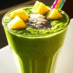 - Fresh spinach leaves - Ripe banana - Diced pineapple (fresh or frozen) - Ripe avocado - Coconut water - Unsweetened almond milk - Chia seeds - Shredded coconut (optional) The Tropical Green Smoothie starts with fresh spinach leaves. Spinach is full of vitamins and minerals. It gives the smoothie a vibrant green color. Next, we need a ripe banana. This fruit adds natural sweetness and creaminess. Diced pineapple brings a tropical twist. You can use fresh or frozen pineapple. Ripe avocado is another key ingredient. It adds healthy fats and a smooth texture. Coconut water gives a refreshing taste and hydration. Unsweetened almond milk adds creaminess without extra sugar. For a boost of nutrients, we add chia seeds. They thicken the smoothie and add fiber. Lastly, shredded coconut is optional. It gives a nice texture and extra coconut flavor. - Ice cubes - Sweeteners (honey or agave syrup) For those who like colder smoothies, add ice cubes. They make the drink thick and chill it. If you want it sweeter, use honey or agave syrup. These sweeteners are great for balancing flavors. - Spinach health benefits: Spinach is rich in iron and vitamins. It helps with energy and strong bones. - Advantages of avocado: Avocado is good for heart health. It is also full of good fats. - Benefits of coconut water: Coconut water is hydrating and has electrolytes. It refreshes and recharges you. Using these ingredients, you'll create a smoothie that is both tasty and good for you. For the full recipe, check out the detailed steps above. Enjoy this energizing drink! 1. Start by washing 1 cup of fresh spinach leaves. Rinse them under cold water. Make sure to shake off any excess water. 2. Next, take a blender and add the washed spinach. Then, add 1 sliced ripe banana and 1 cup of diced pineapple. You can use fresh or frozen pineapple. 3. Scoop out 1/2 of an avocado and add it to the blender. Then, pour in 1/2 cup of coconut water and 1/2 cup of unsweetened almond milk. 4. If you want, add 1 tablespoon of chia seeds and 1 tablespoon of shredded coconut for extra flavor and texture. 5. Blend everything on high speed. Keep blending until the mixture is smooth and creamy. If you like a thicker smoothie, add ice cubes while blending until it’s just right. 1. After blending, pour the smoothie into glasses. You can also use bowls if you like. 2. For a fun touch, garnish each serving. Sprinkle a few chia seeds or add some fresh pineapple on top. You can even add a small umbrella or colorful straw for a tropical vibe. - To make your smoothie thicker, just add more ice cubes. Blend again until it’s creamy. - If it’s too thick, pour in a little extra coconut water or almond milk. Blend until you reach your desired texture. For the full recipe, check the recipe section above. Enjoy your refreshing Tropical Green Smoothie! For a great tropical green smoothie, start with ripe bananas and avocados. Ripe bananas add a creamy texture and natural sweetness. Look for bananas with small brown spots. For avocados, choose ones that yield slightly when pressed. This means they are ready to use. You can use fresh or frozen fruits for your smoothie. Fresh fruits offer bright flavors, while frozen fruits provide a thick texture. Frozen pineapple, for instance, gives a refreshing chill. If you use fresh pineapple, add some ice cubes to cool it down. Try mixing flavors to make your smoothie pop. You can add mango or kiwi for a fun twist. These fruits add a bright taste and extra vitamins. Also, balance sweetness and acidity. If your smoothie is too sweet, add a squeeze of lime juice. This will brighten the flavor and keep it fresh. Batch prepping ingredients can save time. Chop your fruits and store them in bags. You can also wash the spinach and keep it in the fridge. When you’re ready, just blend everything together. For storage, keep your smoothie in an airtight container. This helps keep it fresh. If you prep the night before, drink it within 24 hours for the best taste. Use the [Full Recipe] for guidance on the perfect mix. {{image_4}} You can boost your smoothie with protein. Adding protein powder is easy. It mixes well with the other flavors. You might try whey, pea, or hemp protein. If you prefer a different texture, chia seeds are a great choice. But you can also use flaxseeds or hemp hearts. These options add protein and healthy fats. Don’t stick to just pineapple! You can add different fruits to change the taste. Try mango for a sweet kick. Kiwi can add a zesty touch. Papaya brings a creamy texture. Each fruit gives a unique flavor and feel. Mix and match to find what you love. This way, you keep your smoothie exciting! If you want to go dairy-free, you have choices. Almond milk is popular, but it’s not your only option. Coconut milk or oat milk can work too. They give a rich taste that pairs well with tropical fruits. You can also explore non-dairy yogurt for creaminess. Cashew or coconut yogurts are delicious alternatives. These options keep your smoothie vegan and tasty. For the full recipe, don’t forget to check out the main article! To keep your Tropical Green Smoothie fresh, store it in the fridge. Make sure to drink it within 24 hours. The smoothie tastes best when it’s still cold and vibrant. If you want to save some for later, you can freeze it. Pour the smoothie into ice cube trays or small containers. This way, you can blend it again later for a quick treat. Use glass or BPA-free plastic containers for your smoothies. These containers help keep your drink safe and tasty. When storing, fill the container to the top. This limits the air inside and slows down oxidation. Less air means your smoothie will stay fresh longer. When refrigerated, your Tropical Green Smoothie lasts for about one day. If you freeze it, it can last for up to three months. Look for signs of spoilage, like a change in color or a sour smell. If it doesn’t smell right, it’s best to toss it. Enjoy your Tropical Green Smoothie while it's fresh for the best taste and nutrients. The Tropical Green Smoothie packs a punch of nutrition. It includes fresh spinach, which is rich in vitamins A and C. Spinach also has iron, which helps keep your blood healthy. The banana adds potassium, supporting heart health and muscle function. Pineapple brings bromelain, which helps with digestion. Avocado gives you healthy fats, which are great for skin and brain health. Coconut water hydrates you and adds electrolytes. This smoothie is not just tasty; it fuels your body with energy and nutrients. Yes, you can easily swap spinach for other leafy greens. Kale is a great choice, as it has many similar health benefits. Swiss chard is another option, rich in vitamins and minerals. You can even try collard greens for a different taste. Each green offers unique flavors and nutrients, so feel free to experiment. To achieve a creamier texture, use a ripe banana or add more avocado. Frozen fruits, like pineapple, also help thicken the smoothie. Adding chia seeds is another excellent way to increase thickness. They absorb liquid and expand, making your smoothie rich. Blend well, and add ice cubes to reach your desired consistency. You can boost your smoothie with various superfoods. Consider adding a scoop of protein powder for extra energy. Flaxseeds or hemp seeds are great for added nutrition. You can also mix in berries like strawberries or blueberries for more flavor. Experiment with different fruits to find your perfect blend. The Tropical Green Smoothie recipe yields two servings. You can easily double the ingredients for more servings. If you want to make a smaller batch, just halve the recipe. This flexibility makes it easy to adjust to your needs. Enjoy sharing this refreshing drink with friends or family! Making a Tropical Green Smoothie is easy and fun. You need fresh spinach, banana, avocado, and coconut water. Blending these ingredients gives you a tasty drink. This smoothie packs big nutrition and energy. You can add sweeteners or extra fruits to mix things up. Remember to store any leftovers properly or make them ahead. Enjoy experimenting with flavors! With these tips, you'll create a delicious smoothie that boosts your day. Drinking this smoothie can improve your health and refresh you. Try it out and see how it delights your taste buds!