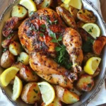 Here’s what you need for this delicious Lemon Garlic Roasted Chicken: - 1 whole chicken (approximately 4-5 lbs) - 4 tablespoons extra virgin olive oil - 4 cloves garlic, finely minced - 2 fresh lemons (1 for juicing, 1 cut into thin slices) - 2 teaspoons fresh thyme leaves (or 1 teaspoon dried thyme) - 2 teaspoons fresh rosemary leaves (or 1 teaspoon dried rosemary) - Salt and freshly cracked black pepper to taste - 1 medium onion, cut into quarters - 4 medium potatoes, chopped into bite-sized chunks - Fresh parsley, finely chopped, for garnish Using fresh ingredients makes a big difference. The garlic adds a wonderful aroma, while the lemons bring a bright zest. Fresh herbs like thyme and rosemary elevate the flavors, making every bite a joy. Don't forget to have your potatoes ready, as they soak up all the tasty juices from the chicken. When you gather your ingredients, remember to choose a good quality chicken. A fresh bird will give you the juiciest results. This recipe is all about flavor, so each item is key to making a meal that impresses. For the complete guide on how to prepare this dish, check the Full Recipe. - Preheat the oven to 425°F (220°C). - Prepare the marinade with garlic, olive oil, lemon juice, and herbs. First, set your oven to 425°F. This high heat helps the chicken cook evenly. While the oven heats, make your marinade. Mix together the olive oil, minced garlic, lemon juice, thyme, rosemary, salt, and pepper. This mixture smells amazing and will infuse flavor into your chicken. - Dry the chicken and apply the marinade. - Stuff the chicken with onion and lemon slices. Now, take your whole chicken and pat it dry with paper towels. This step is key for crispy skin later. Place the chicken in a roasting pan, breast side up. Next, generously rub the marinade all over the chicken. Make sure to get some under the skin for extra flavor. After that, open the cavity and stuff it with the quartered onion and lemon slices. This adds moisture and taste while cooking. - Arrange potatoes around the chicken. - Roast the chicken for 1 hour and 15 minutes until done. Chop your potatoes into chunks and scatter them around the chicken in the pan. Drizzle them with a little olive oil and season with salt and pepper. Toss them well to coat. Now, place your roasting pan in the oven. Roast the chicken for about 1 hour and 15 minutes. It should reach an internal temperature of 165°F. The skin should be golden brown. After roasting, let the chicken rest for about 10-15 minutes before carving. This keeps the meat juicy. For the complete method, refer to the [Full Recipe]. To get that crispy skin, start with a dry chicken. Pat it with paper towels. The drier the skin, the better it crisps up. Rub the marinade under the skin, too. This helps the flavors seep in deeply. Roast your chicken at a high temperature. I like 425°F (220°C). This gives you a golden brown finish. Let the chicken rest before carving. This step matters! Resting allows the juices to settle. If you carve too soon, the juices run out. You want every bite to be juicy and tender. Aim for 10 to 15 minutes of resting time after roasting. Want to mix things up? Try different herbs! Basil or oregano can add a fresh twist. You can also use smoked paprika for a unique touch. For a zesty kick, add some red pepper flakes. If you want to enhance the marinade, try adding honey. It gives a sweet balance to the lemon. You could also toss in some mustard for a tangy flavor. The ideas are endless, so feel free to get creative. To make your dish pop, serve it on a large platter. Arrange the chicken in the center. Surround it with crispy potatoes that soak up the flavors. Add lemon wedges around the chicken for color. For garnishing, sprinkle fresh parsley on top. It adds a nice touch of green. You can also add thyme or rosemary sprigs for an elegant look. This simple step makes the dish even more inviting. Enjoy the process of making it beautiful! {{image_4}} You can easily swap ingredients based on what you have. Use shallots or garlic instead of onion. This change adds a nice flavor twist. For potatoes, try sweet potatoes or root vegetables. Both options add sweetness and extra nutrients. If you want tender chicken, use a slow cooker. It gives you juicy meat with little effort. Just set it and forget it. For a smoky flavor, use a grill. It adds a lovely char and depth to the taste. Need gluten-free options? Simply skip any sauces with gluten in them. Most ingredients, like chicken and veggies, are naturally gluten-free. For a lighter meal, choose skinless chicken or reduce the olive oil. These tweaks keep the dish tasty but lighter. For the full recipe, check out the details above and enjoy experimenting with these variations! To keep your lemon garlic roasted chicken fresh, store leftovers right away. Let the chicken cool to room temperature. Then, place it in an airtight container. This helps keep the chicken juicy and tasty. You can store it in the fridge for up to four days. If you want to save it longer, freeze it. Cut the chicken into pieces for easy thawing. Wrap each piece tightly in plastic wrap, then place them in a freezer bag. This way, you can enjoy it later without losing flavor. To enjoy crispy skin again, use the oven. Preheat your oven to 375°F (190°C). Place the chicken on a baking sheet. Cover it loosely with foil to keep it moist. Heat for about 20 minutes or until warm. This method keeps the skin crunchy and the meat juicy. If you need a quick meal, use the microwave. Cut the chicken into smaller pieces for faster heating. Place the chicken on a microwave-safe plate. Cover it with a damp paper towel to keep it moist. Heat in short bursts, checking every 30 seconds. Be careful not to overheat, or the chicken may dry out. Lemon garlic roasted chicken will last in the fridge for about four days. After that, its quality may drop. Keep an eye on signs of spoilage. If the chicken smells sour or has a slimy texture, it’s time to toss it. Always trust your senses. If you’re unsure, it’s better to be safe and discard it. Cook your Lemon Garlic Roasted Chicken for about 1 hour and 15 minutes. Check the internal temperature to ensure it hits 165°F (74°C). This step is key for food safety. Use a meat thermometer inserted into the thickest part of the thigh. The skin should be golden brown and crispy, adding to the dish's appeal. Yes, you can use chicken parts like drumsticks, thighs, or breasts. Adjust the cooking time based on the size of the pieces. Drumsticks take about 40-50 minutes, while breasts may need around 30-40 minutes. Always check for an internal temperature of 165°F (74°C) for safety. This method allows for quicker cooking and easier serving. Pair your Lemon Garlic Roasted Chicken with roasted vegetables, a fresh salad, or rice. Here are some ideas: - Roasted carrots and green beans - Garlic mashed potatoes - Quinoa salad with herbs - Steamed broccoli with lemon zest These sides complement the flavors of the chicken well and make for a complete meal. For more ideas, check the Full Recipe for inspiration! This article walks you through making a delicious Lemon Garlic Roasted Chicken. You learned about the best ingredients, step-by-step cooking instructions, and useful tips for perfecting the roast. Variations let you adapt the recipe to your taste. Lastly, I shared storage methods to keep leftovers fresh. This meal is not only tasty but also versatile. You now have all the tools to impress anyone with your cooking skills! Enjoy your time in the kitchen and savor every bite.