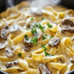 To create this delightful one-pot creamy mushroom pasta, you'll need the following fresh ingredients: - 300g fettuccine or tagliatelle pasta - 250g mushrooms (cremini or button), sliced - 1 tablespoon extra virgin olive oil - 2 cloves fresh garlic, minced - 1 medium onion, finely chopped - 1 teaspoon dried thyme - 1/2 teaspoon freshly ground black pepper - 4 cups vegetable broth (preferably low-sodium) - 1 cup heavy cream or coconut cream - 1/2 cup freshly grated Parmesan cheese (optional) - Fresh parsley, finely chopped (for garnish) - Salt, to taste These ingredients work together to create a rich and creamy sauce. The mushrooms add a nice umami flavor, while the cream ties everything together. Using fresh parsley as a garnish not only brightens the dish but also adds a splash of color. For the full recipe, check the earlier steps. To start, I heat the olive oil in a large pot over medium heat. Once it's hot, I add the finely chopped onion. I sauté the onion for about 3-4 minutes until it turns soft and translucent. Next, I incorporate minced garlic and sliced mushrooms into the pot. I cook this mixture for about 5-7 minutes. I stir frequently until the mushrooms are golden brown and tender. Now it's time to add some flavor. I sprinkle in dried thyme and freshly ground black pepper. Then, I pour in 4 cups of vegetable broth. I stir everything together and increase the heat to bring it to a boil. The broth adds depth to the dish and helps create a rich sauce. Once the mixture is boiling, I stir in 300 grams of fettuccine or tagliatelle pasta. It's important to make sure the pasta is fully submerged. Then, I reduce the heat to a gentle simmer. I cover the pot and follow the package cooking time, which usually takes about 10-12 minutes. I stir occasionally to prevent sticking. When the pasta becomes al dente, I lower the heat further. I gently stir in 1 cup of heavy cream. If I want, I can also add 1/2 cup of freshly grated Parmesan cheese. I keep stirring until the sauce becomes smooth and creamy. Then, I taste the dish and adjust the seasoning with salt. After that, I remove the pot from the heat. I let it sit for a minute to allow the sauce to thicken slightly. For the full recipe, you can refer back to the ingredients listed earlier. How to choose the right pasta I love using fettuccine or tagliatelle for this dish. These pastas hold sauce well. Their wide shape makes every bite creamy and delightful. If you prefer other shapes, feel free to use them. Just adjust the cooking time based on the package instructions. Preventing pasta from sticking To keep pasta from sticking, stir it often while it cooks. You can also add a splash of olive oil to the boiling water. This method works well, but remember to use it sparingly. Too much oil can make the sauce slide off. Adding herbs and spices for extra flavor Adding dried thyme and freshly ground black pepper boosts the taste. You can also try adding a pinch of red pepper flakes for heat. Fresh herbs like parsley add brightness, making your dish pop. If you want a stronger flavor, consider adding fresh basil or oregano. Best oils to use for sautéing I recommend extra virgin olive oil for sautéing. It has a rich flavor that enhances the dish. If you seek a lighter option, avocado oil works well too. Both oils can handle the heat and add depth to your creamy mushroom pasta. Ideal pairings (side dishes and drinks) Serve this pasta with a simple green salad. A crisp Caesar salad or a mix of spinach and arugula works great. Pair it with a light white wine, like a Pinot Grigio, to complement the flavors. If you're not a wine drinker, sparkling water with lemon is refreshing. Presentation ideas for a beautiful serving To make your dish look stunning, garnish each bowl with chopped parsley. A sprinkle of extra Parmesan cheese adds a touch of elegance. Drizzling some high-quality olive oil on top gives it a nice shine. Consider using a large serving bowl to create an inviting centerpiece. For the full recipe, check out the details above! {{image_4}} You can change a few ingredients to suit your taste. For the cream, use coconut or cashew cream instead of heavy cream. Both options create a rich texture while keeping it dairy-free. They add a slight sweetness, balancing the earthiness of the mushrooms. When it comes to pasta, feel free to swap fettuccine or tagliatelle for any pasta you like. Short pasta shapes, like penne or fusilli, work well too. This change can add a fun twist to the dish. Want to make it vegan-friendly? Skip the heavy cream and Parmesan cheese. Use coconut cream and nutritional yeast for a cheesy flavor. You can still enjoy that creamy feel without any animal products. If you want to boost the meal, add protein. Cooked chicken or shrimp blends nicely with the pasta. Sauté these proteins with the mushrooms for a complete dish. Just make sure to adjust cooking times to ensure everything is tender and flavorful. Incorporating seasonal veggies can bring new life to this dish. In fall, add butternut squash or kale. In spring, try asparagus or peas. These additions provide color and nutrition. You can also adjust flavors for various holidays. For a festive twist, add a pinch of nutmeg or some fresh sage. This will enhance the dish’s warmth and make it feel special. For the full recipe, check out the One-Pot Creamy Mushroom Pasta recipe. To keep your One-Pot Creamy Mushroom Pasta fresh, store it in the fridge. Use an airtight container to avoid moisture. This dish stays good for 3 to 4 days. Always check for signs of spoilage before eating. When reheating, use a pot on low heat. Add a splash of water or broth to help restore creaminess. Stir often to keep it from sticking. If you want to freeze it, do so in a freezer-safe container. It can last up to three months. When you’re ready to eat, thaw it in the fridge before reheating. For best results, reheat gently to maintain texture. How to make One-Pot Creamy Mushroom Pasta? You start by sautéing onion in olive oil until soft. Then, add garlic and sliced mushrooms. Season with thyme and pepper, and pour in vegetable broth. Once boiling, stir in your pasta and cook until tender. Finally, mix in cream and Parmesan cheese for a creamy sauce. What can I substitute for Parmesan cheese? If you don't have Parmesan, try Pecorino Romano for a similar flavor. Nutritional yeast is a great vegan option that adds a cheesy taste. You can also use any hard cheese you enjoy. Can I use gluten-free pasta? Yes, you can easily swap regular pasta for gluten-free pasta. Just check the cooking time, as it may differ from traditional pasta. How to make the sauce thicker? To thicken the sauce, let it sit off the heat for a minute. You can also add a bit of cornstarch mixed with water. This will help to make it creamy and rich. What are the best mushrooms for this recipe? Cremini and button mushrooms work best in this dish. They add great flavor and texture. You can also try shiitake or portobello for a deeper taste. Can I add different vegetables? Absolutely! Spinach, peas, or bell peppers can add color and nutrients. Just sauté them with the onions and garlic for extra flavor. Is this recipe suitable for meal prep? Yes, this dish is great for meal prep. Just store it in airtight containers in the fridge. It stays fresh for about three days. What to serve with One-Pot Creamy Mushroom Pasta? This pasta pairs well with a crisp salad or garlic bread. You can also add grilled chicken or shrimp for extra protein. This blog post explored making a creamy mushroom pasta dish from scratch. We covered key ingredients, step-by-step instructions, and helpful tips for cooking. You learned how to enhance flavors and make substitutions for various diets. In the end, this recipe is versatile and easy. You can adapt it to fit your taste and dietary needs. Enjoy creating your perfect creamy mushroom pasta!